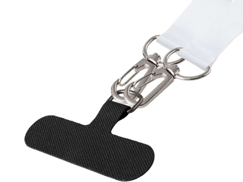 Ланъярд 2 см под сублимацию с 2-мя трендовыми карабинами и узким держателем для телефона из ПЭ, серебристый №4
