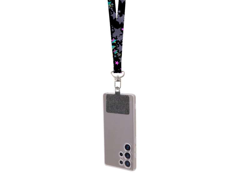 Ланъярд 2,5 см под сублимацию с трендовым карабином, замком обрыва и большим держателем для телефона из ПЭ №5