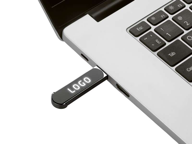 Металлическая ручка с флешкой на 16 Гб и светящимся логотипом Patronus, матовая черная №4