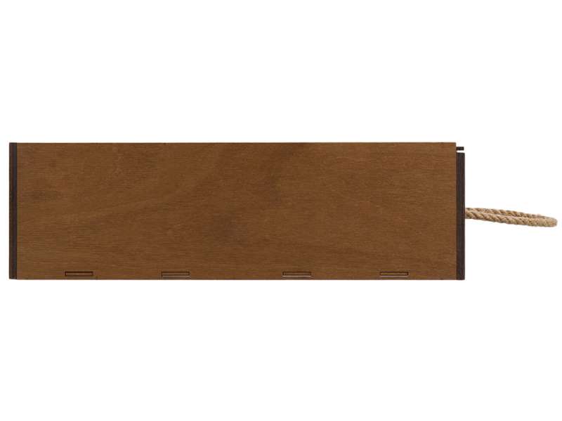 Подарочная коробка из фанеры Constellation 330х220х100 мм, фанера 6 мм, крышка на выдвижных пазах черная ЛХДФ 3 мм, бечевка №7