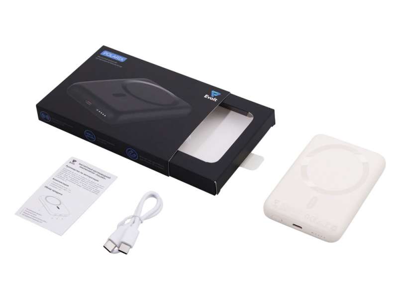 Магнитный внешний беспроводной аккумулятор Polarix, QC/PD, 10000 мАч, слоновая кость №2