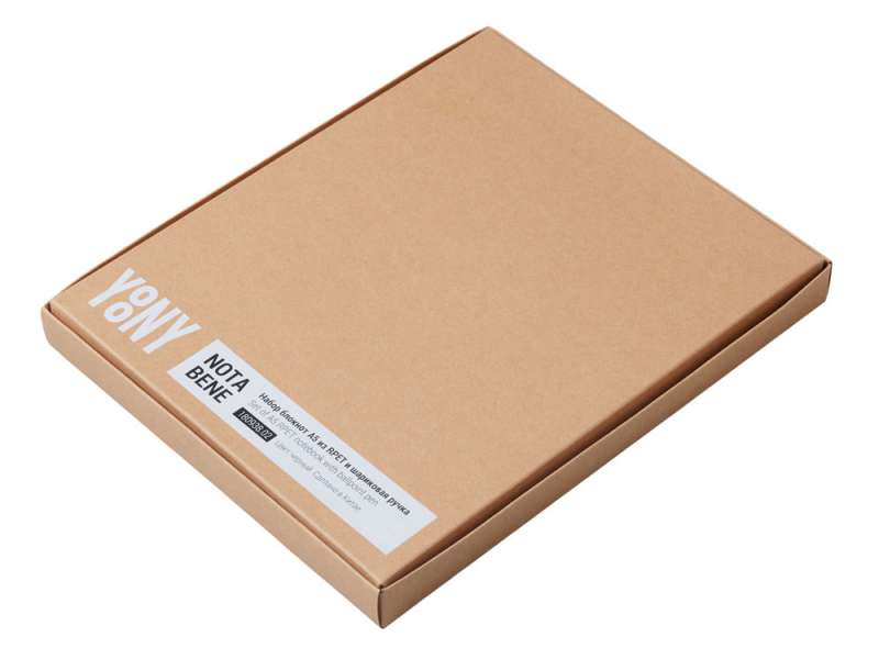 Набор блокнот А5 с магнитным держателем для ручки и подставкой для телефона и металлической шариковой ручкой NotaBene, темно-синий №14