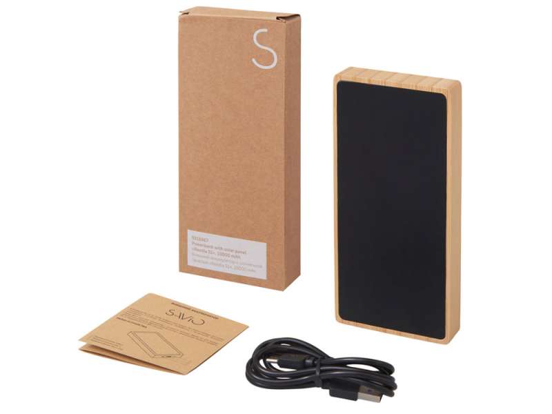Внешний аккумулятор с подсветкой лого и солнечной панелью Reedia S1, 10000 mAh, бамбук, черный №5