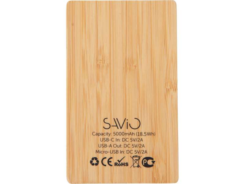 Внешний аккумулятор с подсветкой лого Reedia S2, 5000 mAh, бамбук, черный №7