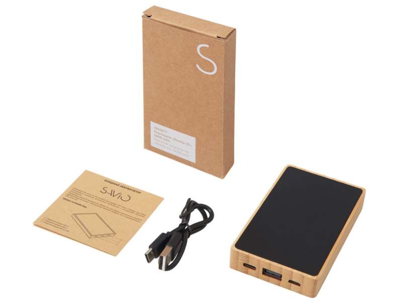 Внешний аккумулятор с подсветкой лого Reedia S2, 5000 mAh, бамбук, черный №4