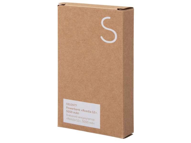Внешний аккумулятор с подсветкой лого Reedia S2, 5000 mAh, бамбук, черный №10