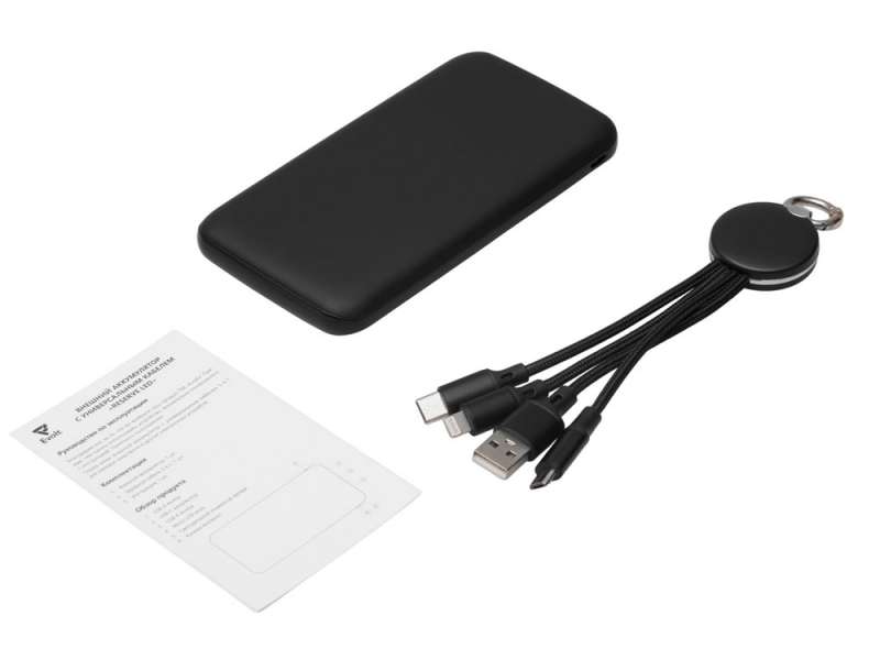 Набор из внешнего акуумулятора и универсального кабеля с подсветкой лого Reserve LED, 10000mAh, черный №13