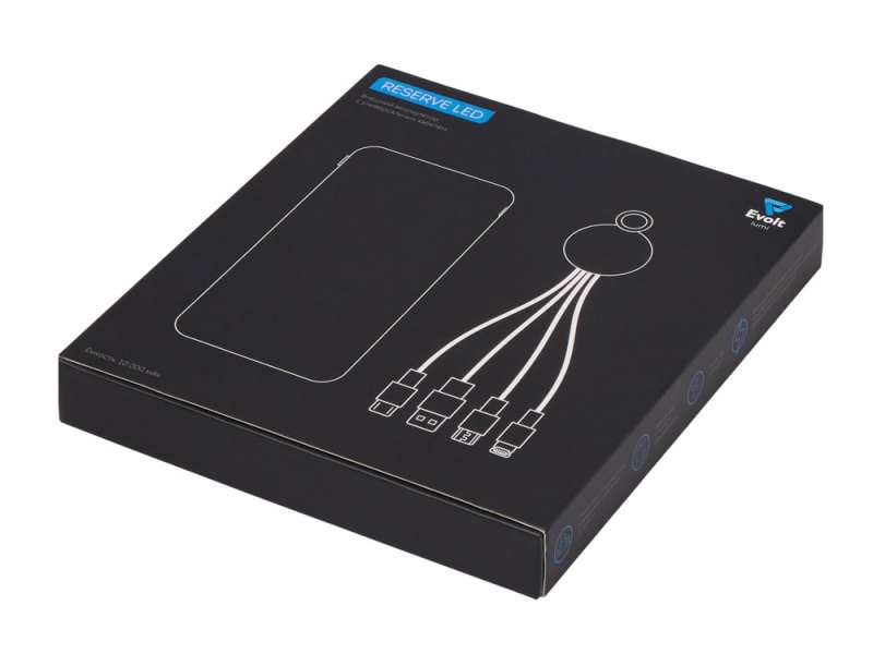 Набор из внешнего акуумулятора и универсального кабеля с подсветкой лого Reserve LED, 10000mAh, черный №16