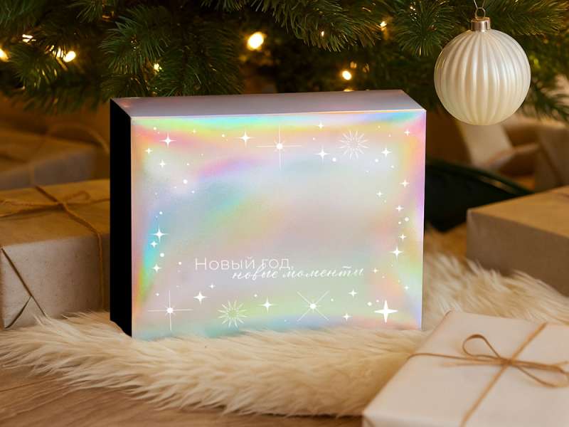 Подарочная коробка с голографическим шубером Aurora, XL, вн. размер 300х235х105 мм. №5