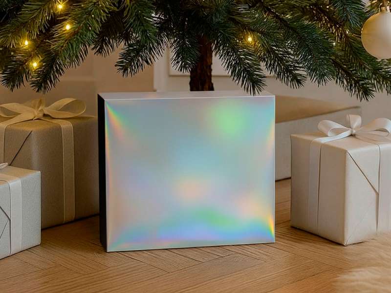 Подарочная коробка с голографическим шубером без печати Aurora, L, 260х260х100 мм. №5