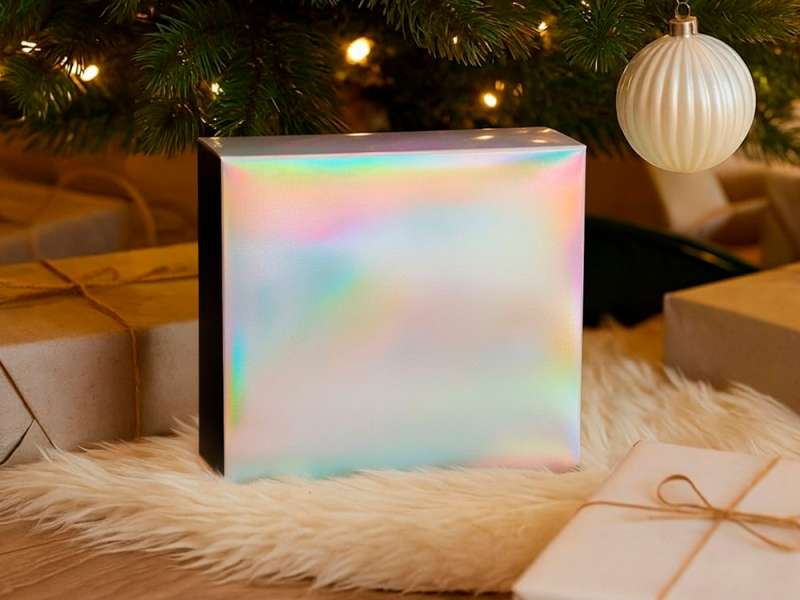 Подарочная коробка с голографическим шубером без печати Aurora, L, 260х260х100 мм. №6