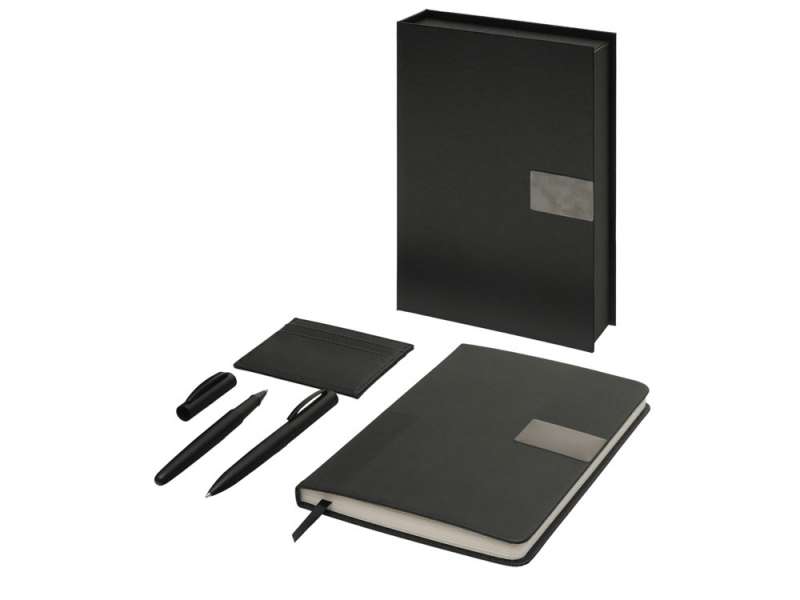 Подарочный набор Goethe с блокнотом А5, 2-мя ручками и картхолдером, черный