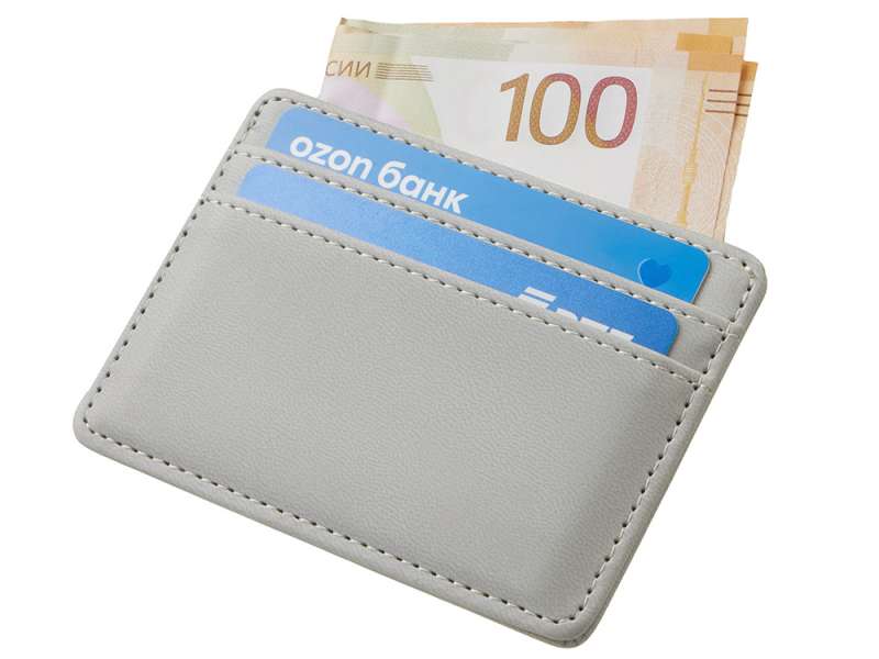 Картхолдер для двух карт и наличных денег с зажимом Crave, светло-серый №5