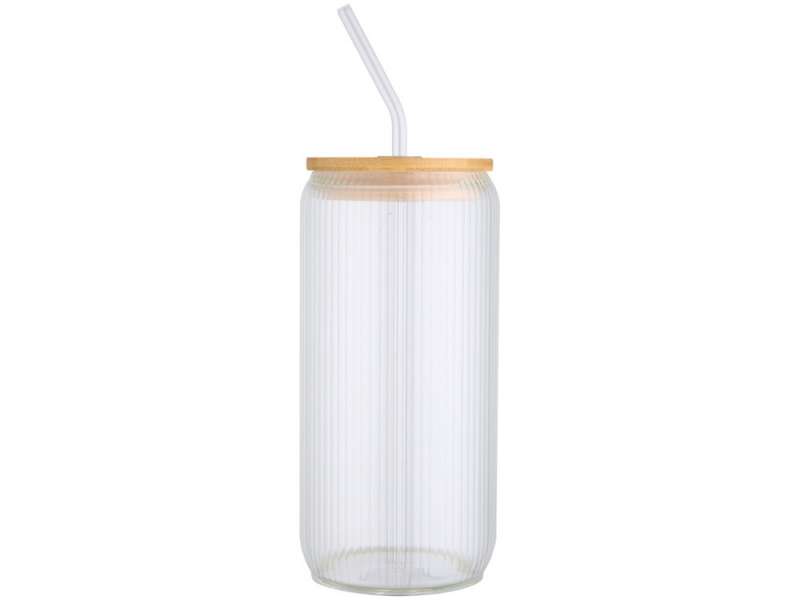 Ёмкость Mirage из боросиликатного стекла объемом 500 мл с одинарными стенками и крышкой из бамбука - Прозрачный №2