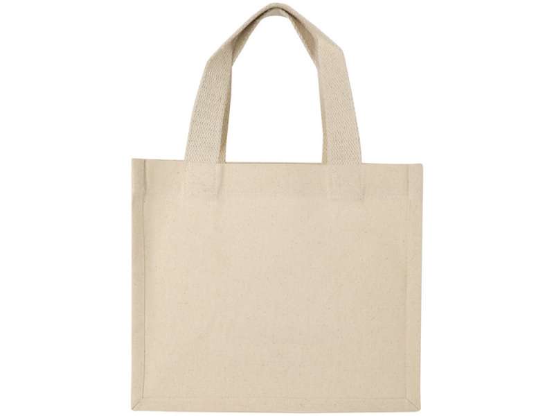 Мини эко-сумка Odessa с клинчиком, изготовленная из переработанного хлопка, сертифицированного согласно GRS, плотностью 220 г/м², объемом 9 л - Натуральный №3