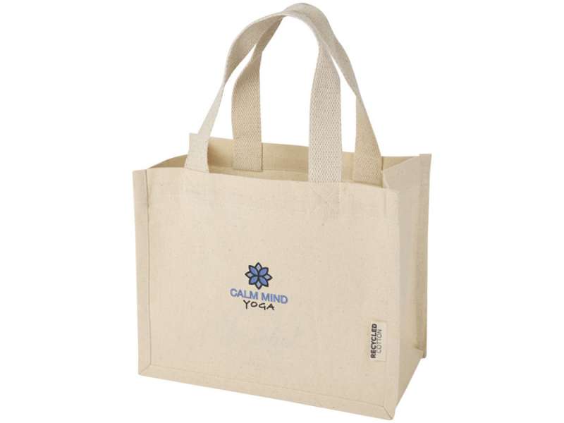 Мини эко-сумка Odessa с клинчиком, изготовленная из переработанного хлопка, сертифицированного согласно GRS, плотностью 220 г/м², объемом 9 л - Натуральный №6