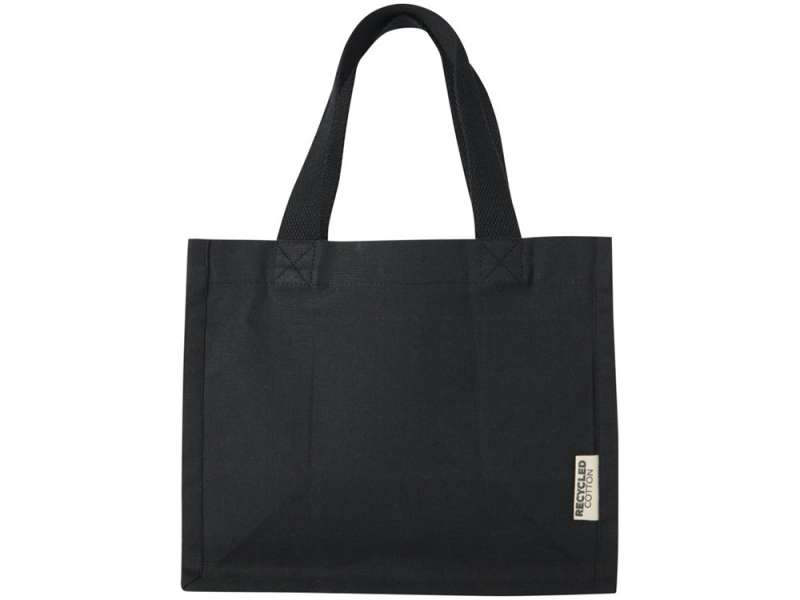 Мини эко-сумка Odessa с клинчиком, изготовленная из переработанного хлопка, сертифицированного согласно GRS, плотностью 220 г/м², объемом 9 л - сплошной черный №2