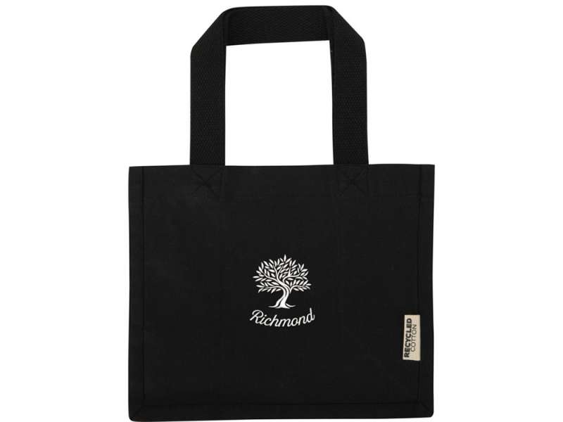 Мини эко-сумка Odessa с клинчиком, изготовленная из переработанного хлопка, сертифицированного согласно GRS, плотностью 220 г/м², объемом 9 л - сплошной черный №6