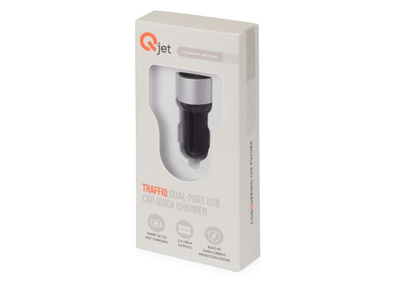 Адаптер автомобильный USB с функцией быстрой зарядки QC 3.0 TraffIQ, черный/серебристый №6