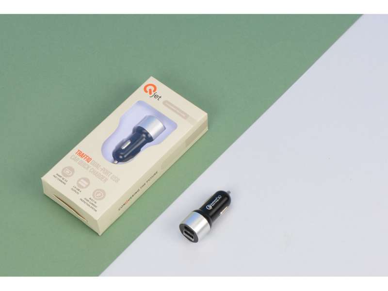 Адаптер автомобильный USB с функцией быстрой зарядки QC 3.0 TraffIQ, черный/серебристый №7