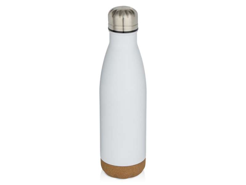 Бутылка для воды Cove из нержавеющей стали с двойными стенками и вакуумной изоляцией, объемом 500 мл, с пробковыми деталями - Белый