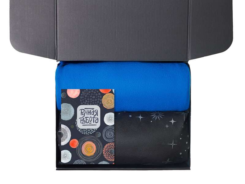 Подарочный набор с пледом, свечой и диффузором, синий №8