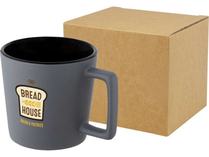 Cali Керамическая кружка объемом 370 мл с матовой отделкой - сплошной черный / Matted Grey №3