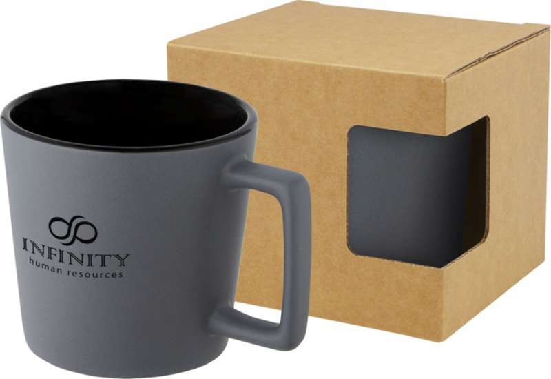 Cali Керамическая кружка объемом 370 мл с матовой отделкой - сплошной черный / Matted Grey №10