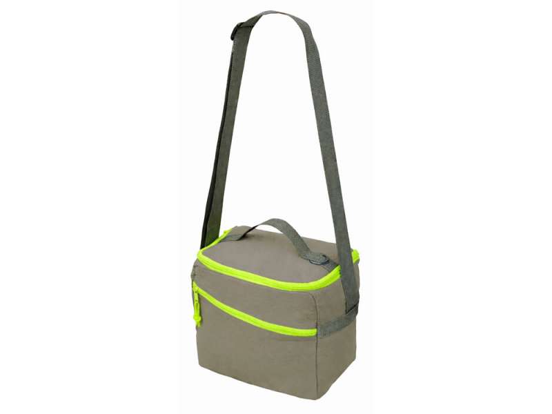 Изотермическая сумка-холодильник Neo Classic c контрастной молнией, серый/зеленое яблоко