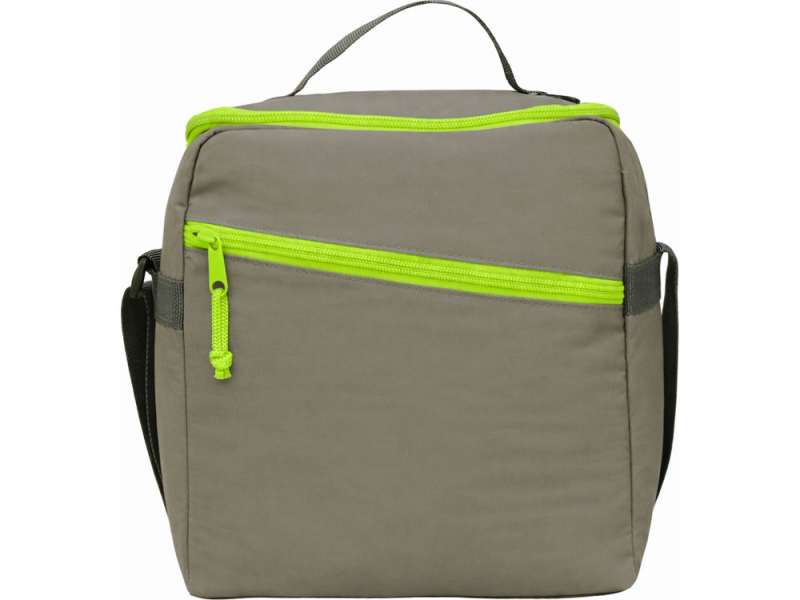 Изотермическая сумка-холодильник Neo Classic c контрастной молнией, серый/зеленое яблоко №7