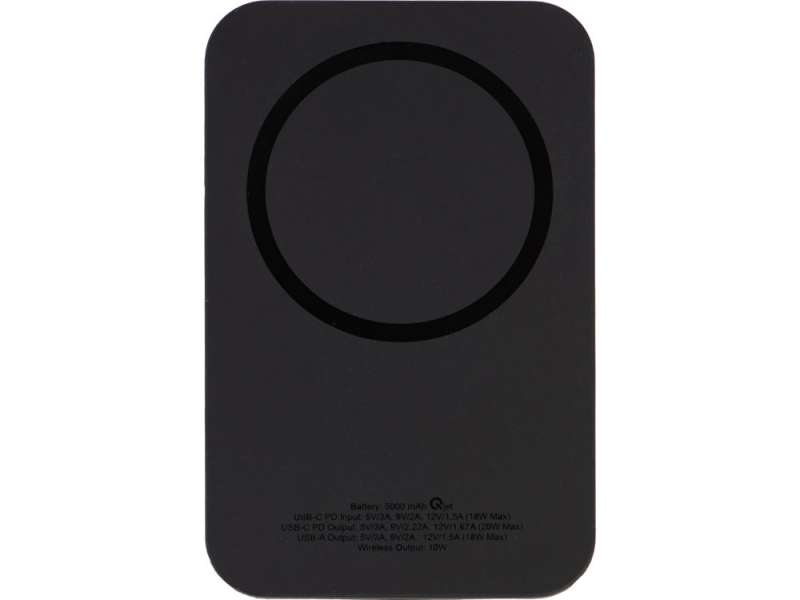 Магнитный беспроводной внешний аккумулятор MagnetIQ, 5000 mah, 10 W, черный (Р) №17