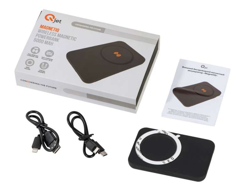Магнитный беспроводной внешний аккумулятор MagnetIQ, 5000 mah, 10 W, черный (Р) №19
