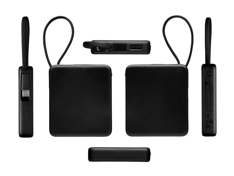 Внешний аккумулятор со встроенным кабелем USB-C Дэнси, 5000 мАч, черный №4