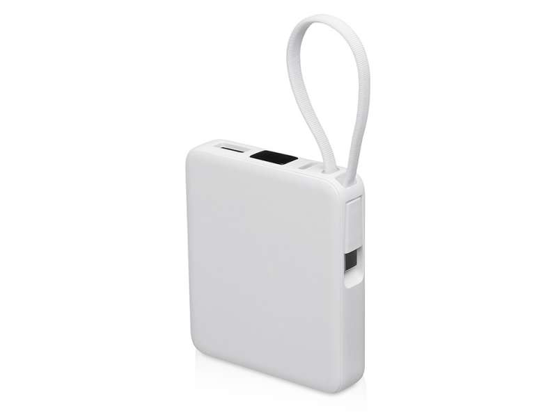 Внешний аккумулятор со встроенным кабелем USB-C Дэнси, 5000 мАч, белый