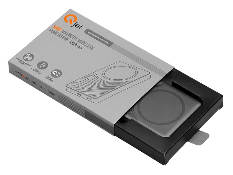 Магнитный беспроводной внешний аккумулятор, QC/PD Сёрф, 10000 мАч, серый №8