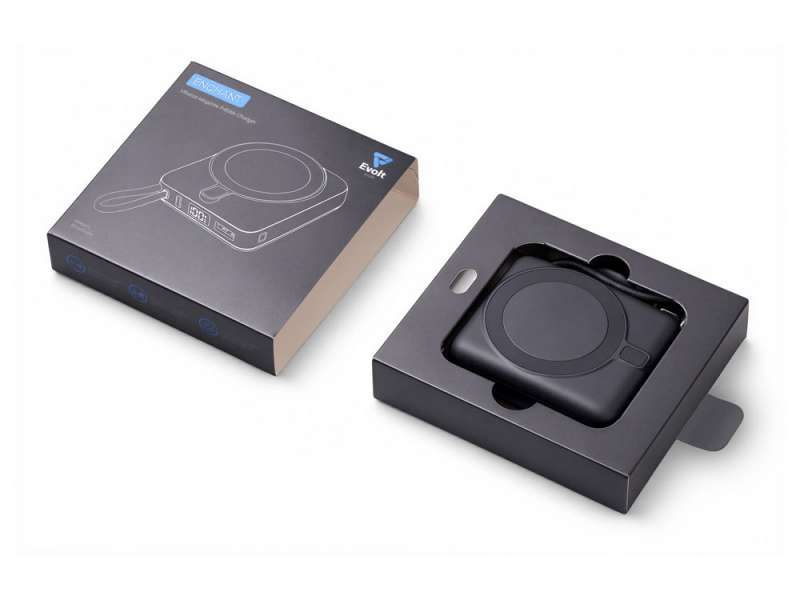 Магнитный беспроводной внешний аккумулятор c подсветкой лого Энчант, 10000 мАч, черный №2