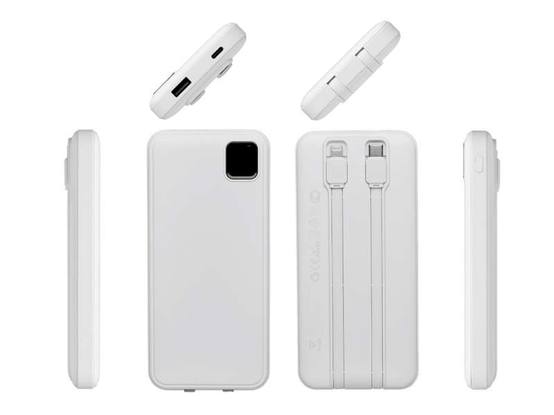 Внешний аккумулятор со встроенными кабелями Фрэйм, 10000мач, белый №3