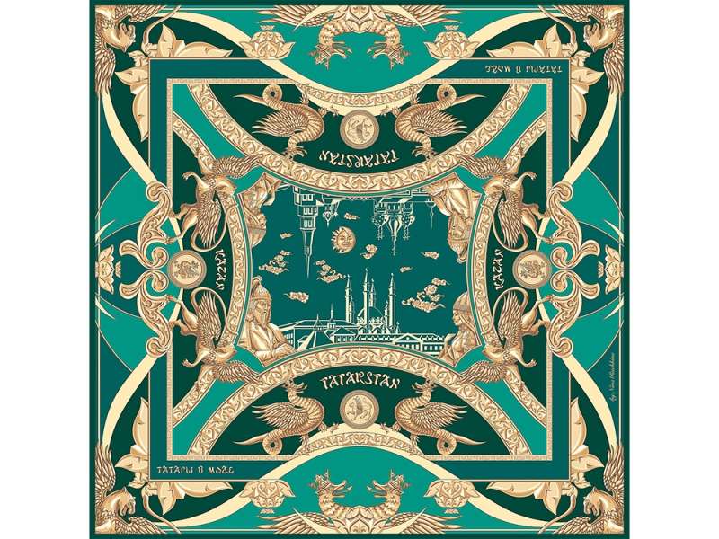 Платок Казань Драгоценная изумрудный