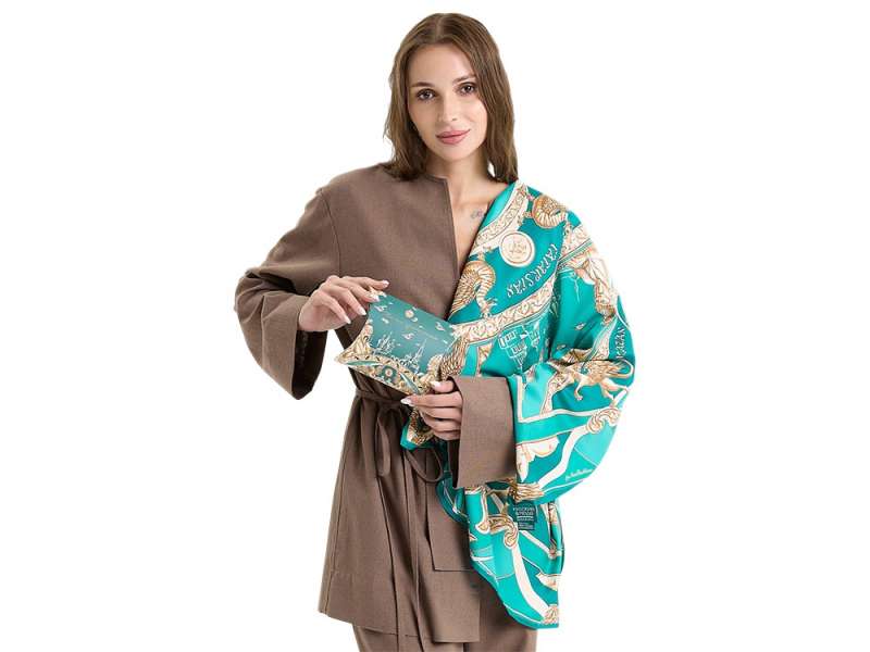 Платок Казань Драгоценная изумрудный №3