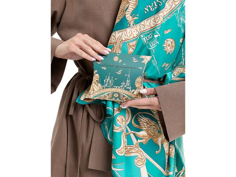 Платок Казань Драгоценная изумрудный №4