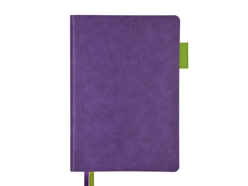 Ежедневник А5 датированный Boston 2026, фиолетовый с салатовым обрезом №11