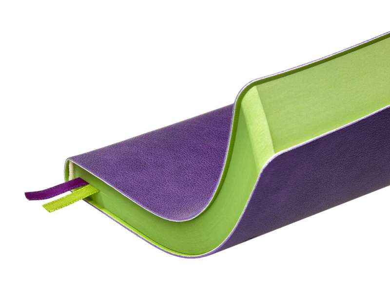 Ежедневник А5 датированный Boston 2026, фиолетовый с салатовым обрезом №7