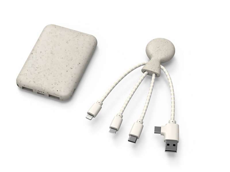 Портативное зарядное устройство BioPack c кабелем Mr. Bio, 5000 mAh, белый №2