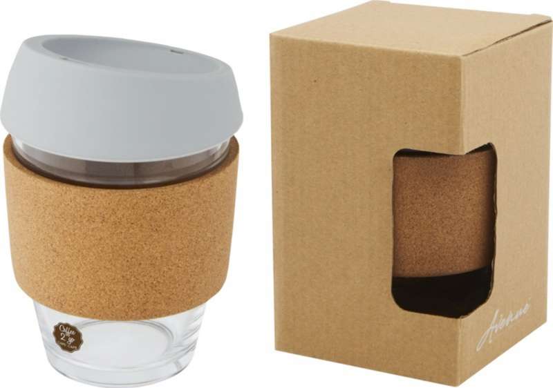 Lidan Кружка из объемом 360 мл с пробковым держателем и силиконовой крышкой, серый №7