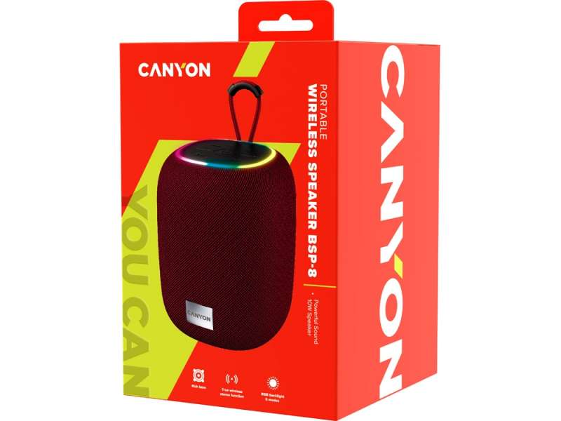 Беспроводная колонка Canyon BSP-8 (CNE-CBTSP8R), 10 Вт, бордовый №5