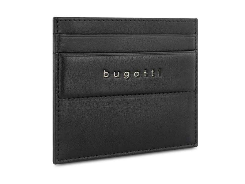 Портмоне для кредитных карт BUGATTI НОМ | NOME, с защитой данных RFID, черное, натуральная воловья кожа, 10,2х0,3х8,2 см