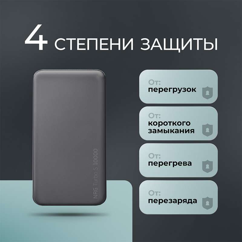 Внешний АКБ NRG Turbo S 10000 mAh, 20Вт, графит, Deppa №6