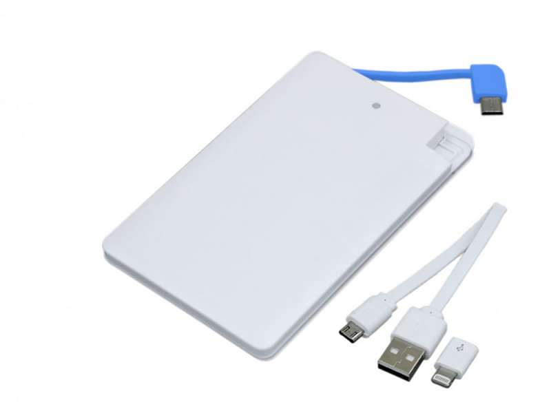 Универсальное зарядное устройство Credit _card1_power_bank  под нанесение логотипа  в виде кредитной карты, толщина всего 7,5 . 2500MAH. Синий №2