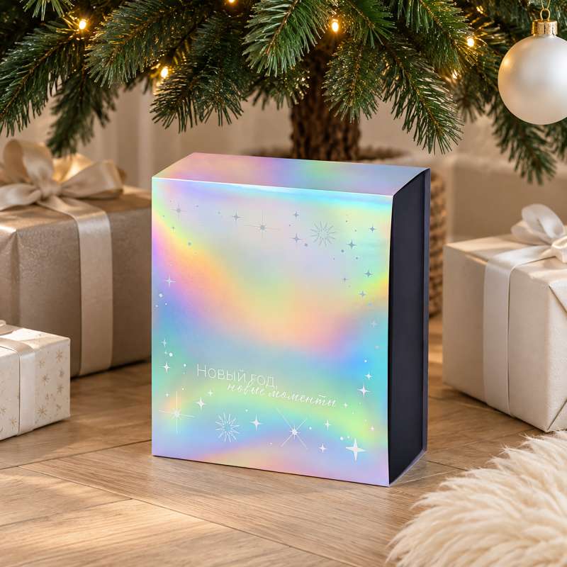 Подарочная коробка с голографическим шубером с печатью Aurora, XL вертикальный №4