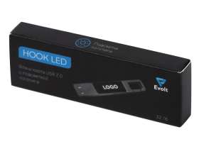 USB 2.0- флешка на 32 Гб c подсветкой логотипа Hook LED, темно-серый, белая подсветка №10